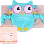 Superse Colic and Gas Relief for Newborns - Colic Calm Baby Heating Pad Belly Band for Upset Stomach and Baby Reflux - Warm Aroma Stomach Band for Fussy Infant Gas with Washcloth (Blue owl)